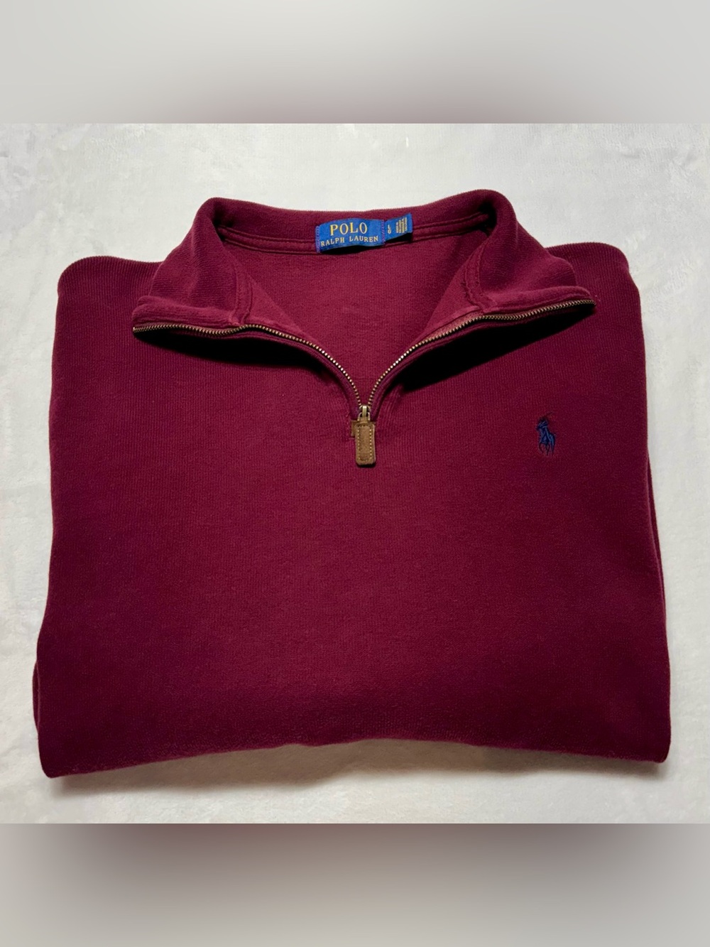 Polo Ralph Lauren Men's Burgundy 1/4 Zip Mock Neck Logo Sweatshirt